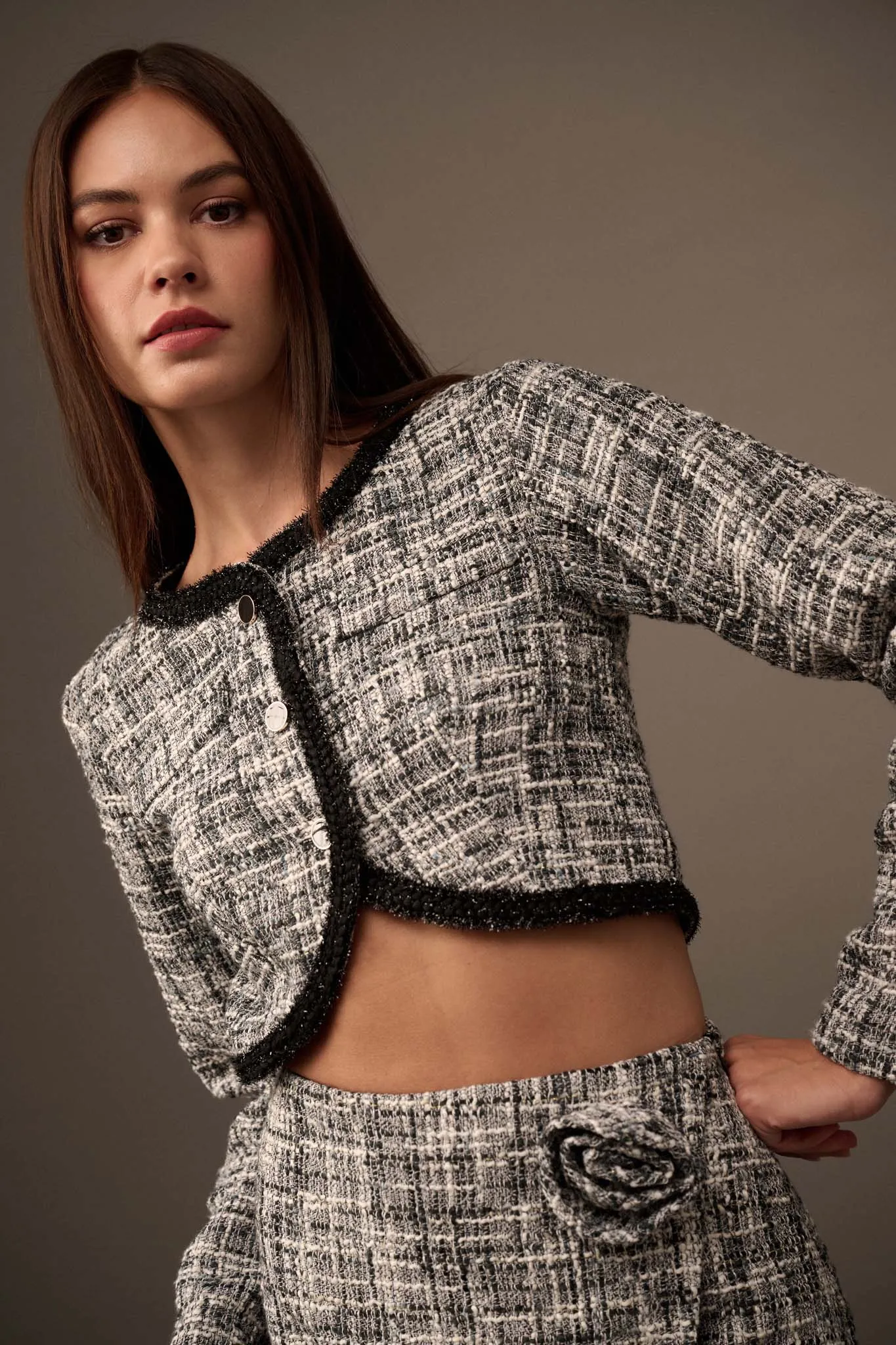 Pure Couture Cropped Tweed Blazer