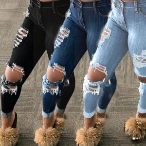 "Naomi" High Waist Ripped Jeans