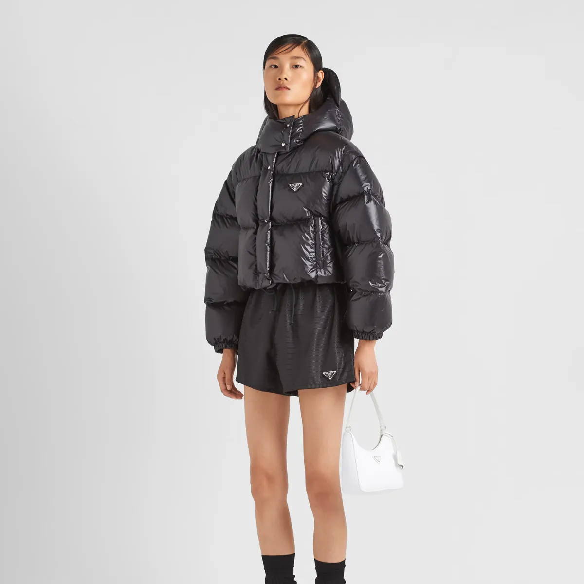 Re-Nylon convertible cropped down jacket