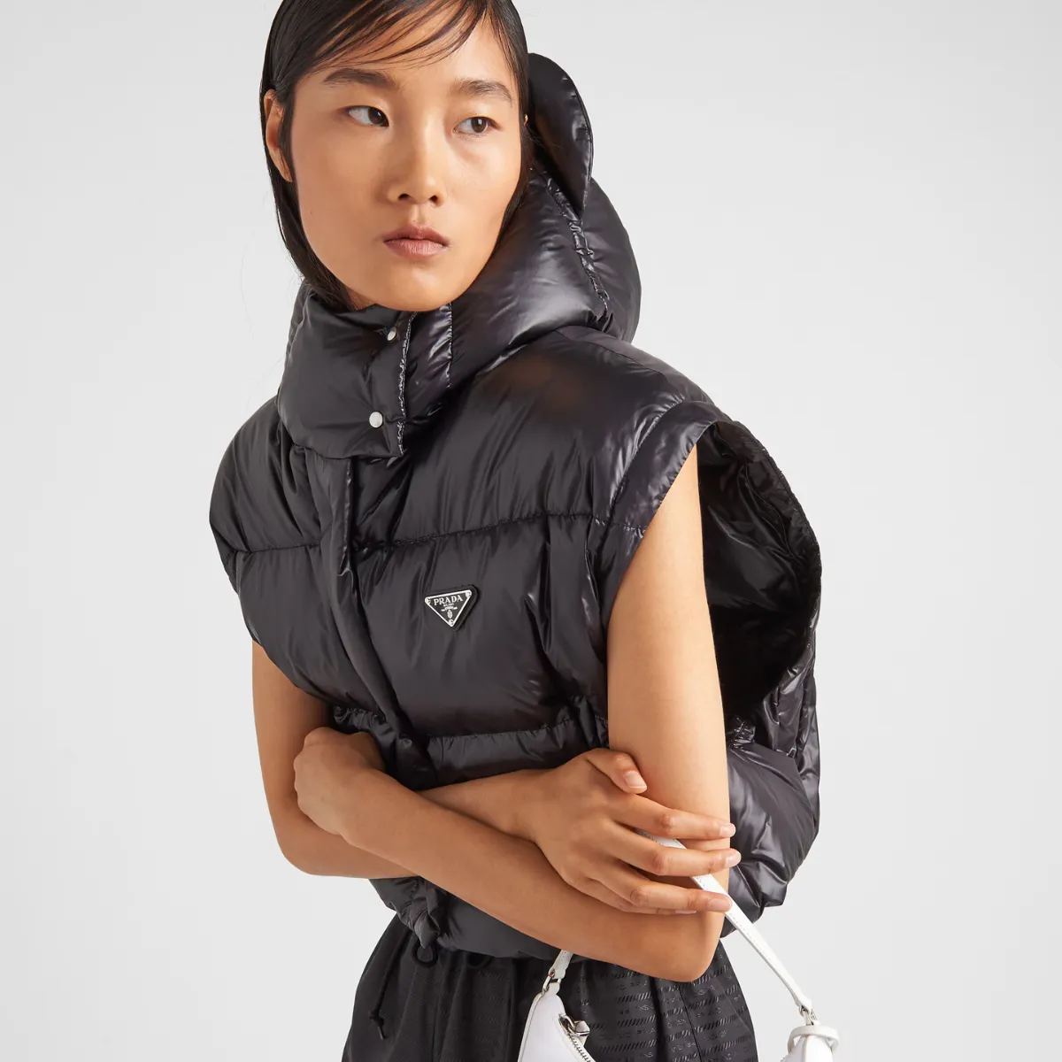 Re-Nylon convertible cropped down jacket