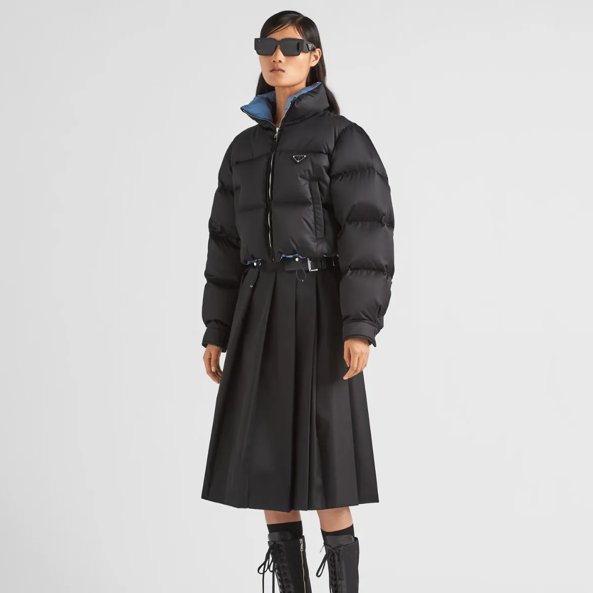 Re-Nylon cropped down jacket