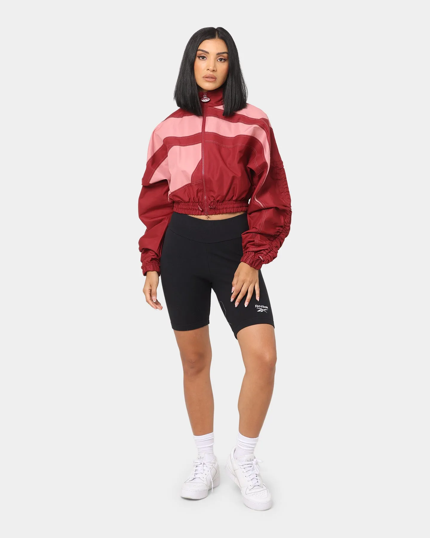 Reebok Women's Cardi B X Reebok Woven Satin Jacket Red