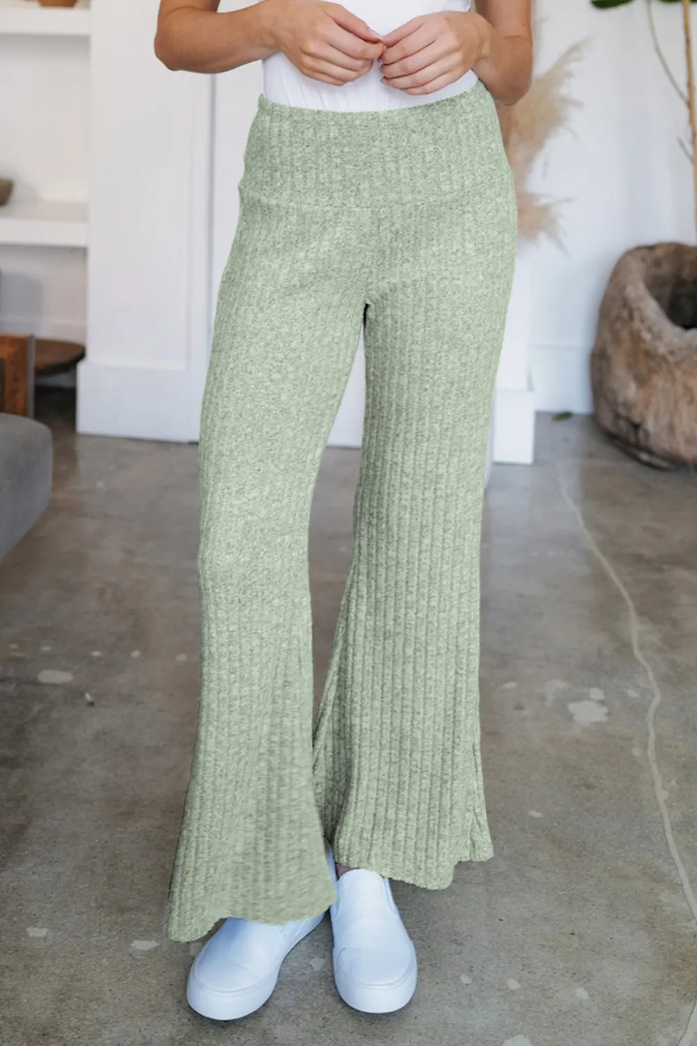 Ribbed High Waist Flare Pants