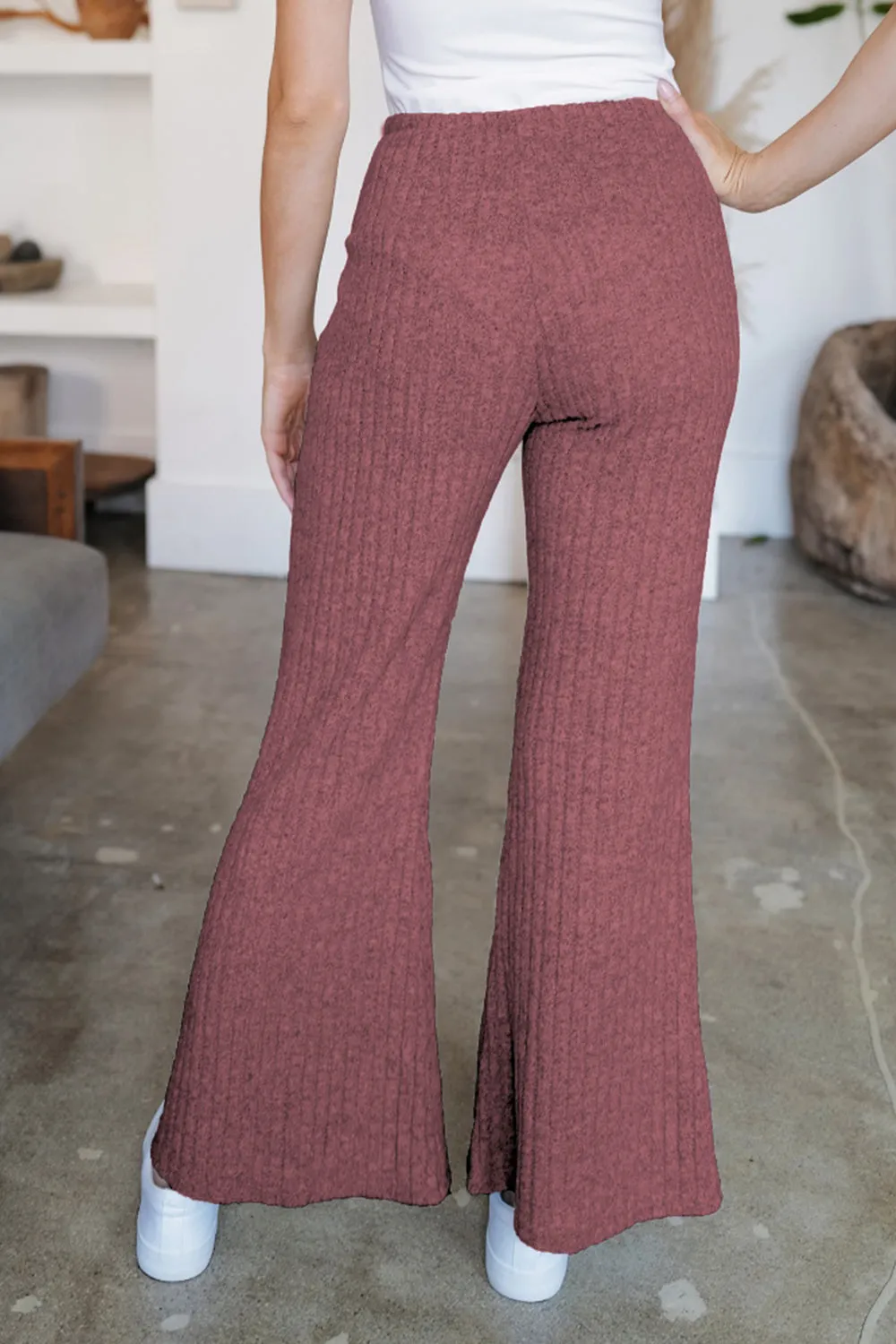 Ribbed High Waist Flare Pants