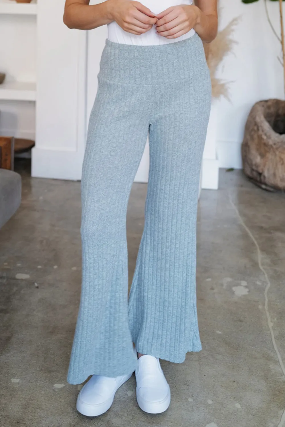 Ribbed High Waist Flare Pants