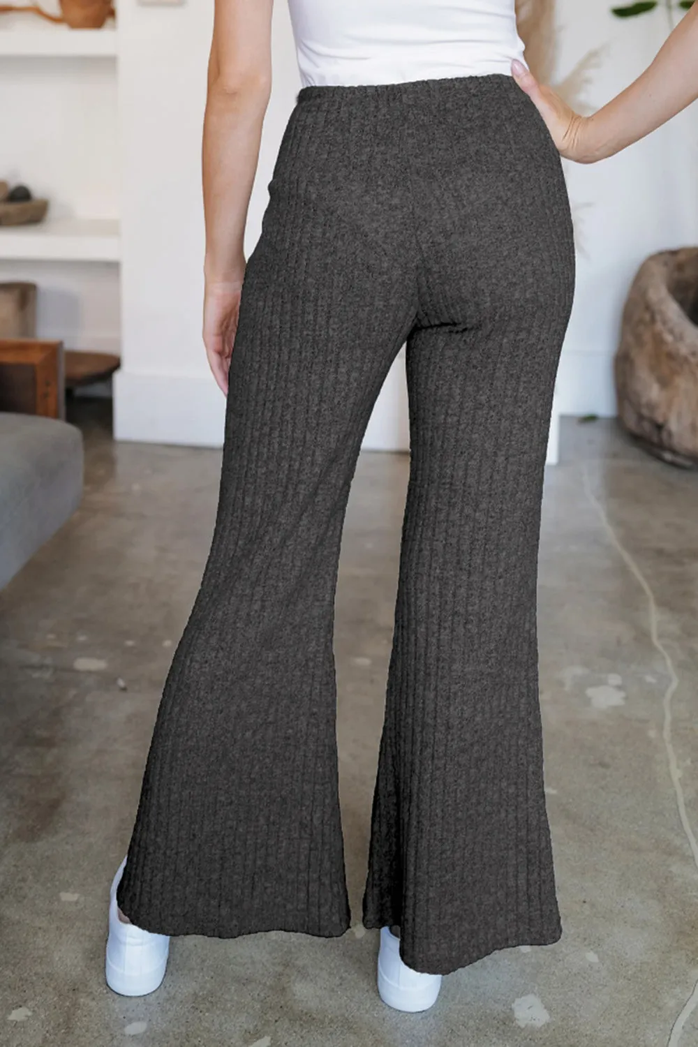 Ribbed High Waist Flare Pants