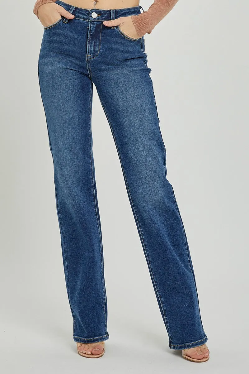 Risen Jeans- Mid Rise Long Straight Jeans - RDP5509