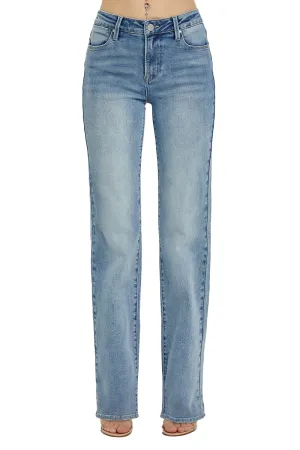 Risen Jeans- Mid Rise Long Straight Jeans - RDP5509