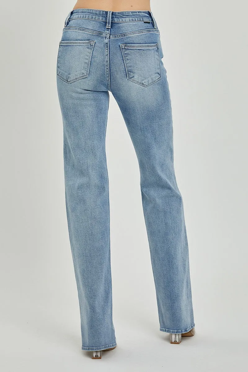 Risen Jeans- Mid Rise Long Straight Jeans - RDP5509