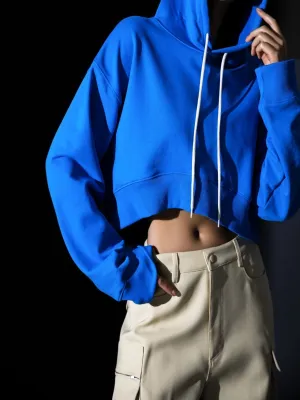 ROUND HEM CROPPED HOODIE