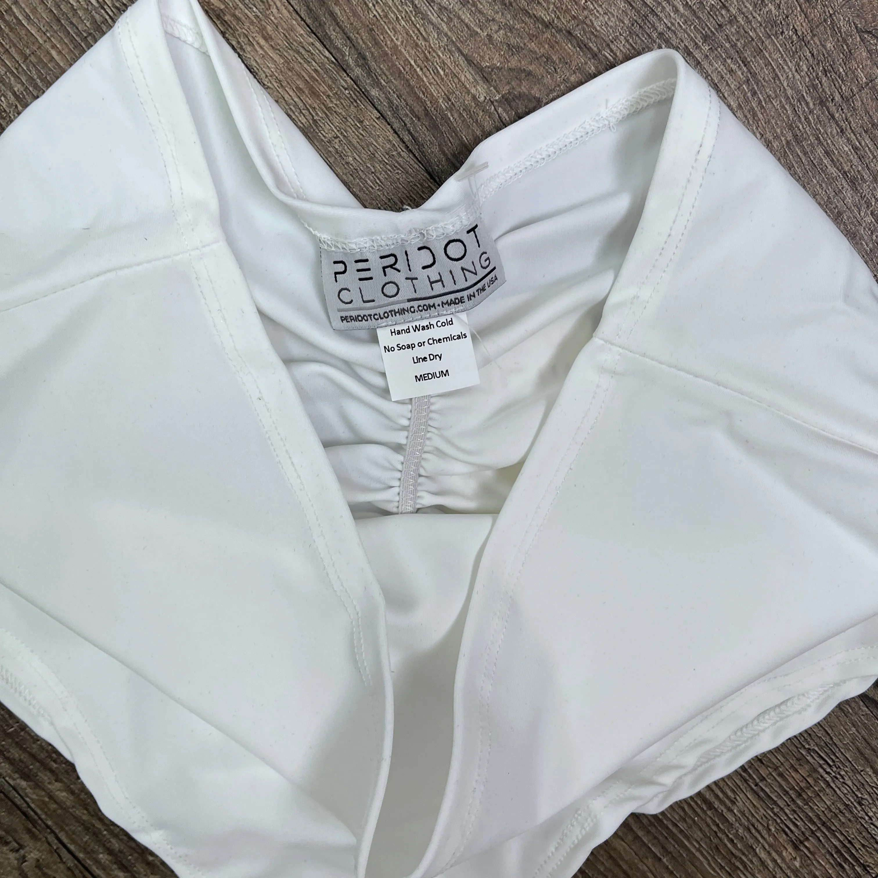 SALE - MEDIUM ONLY - High Waist Scrunch Bikini Hot Pants - White Spandex