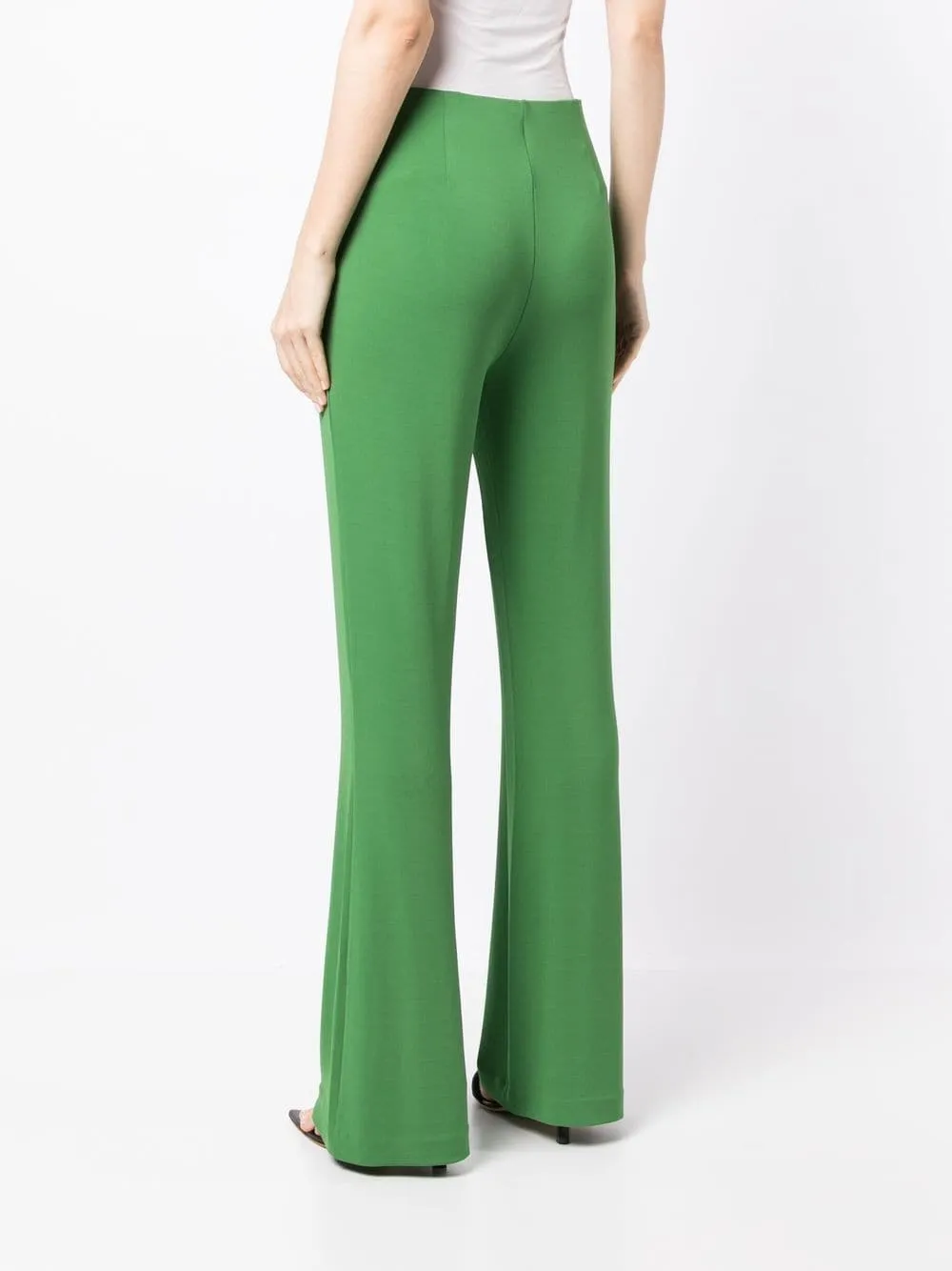 SERPENTINE FLARED HIGH-WAIST TROUSERS LEA GRN