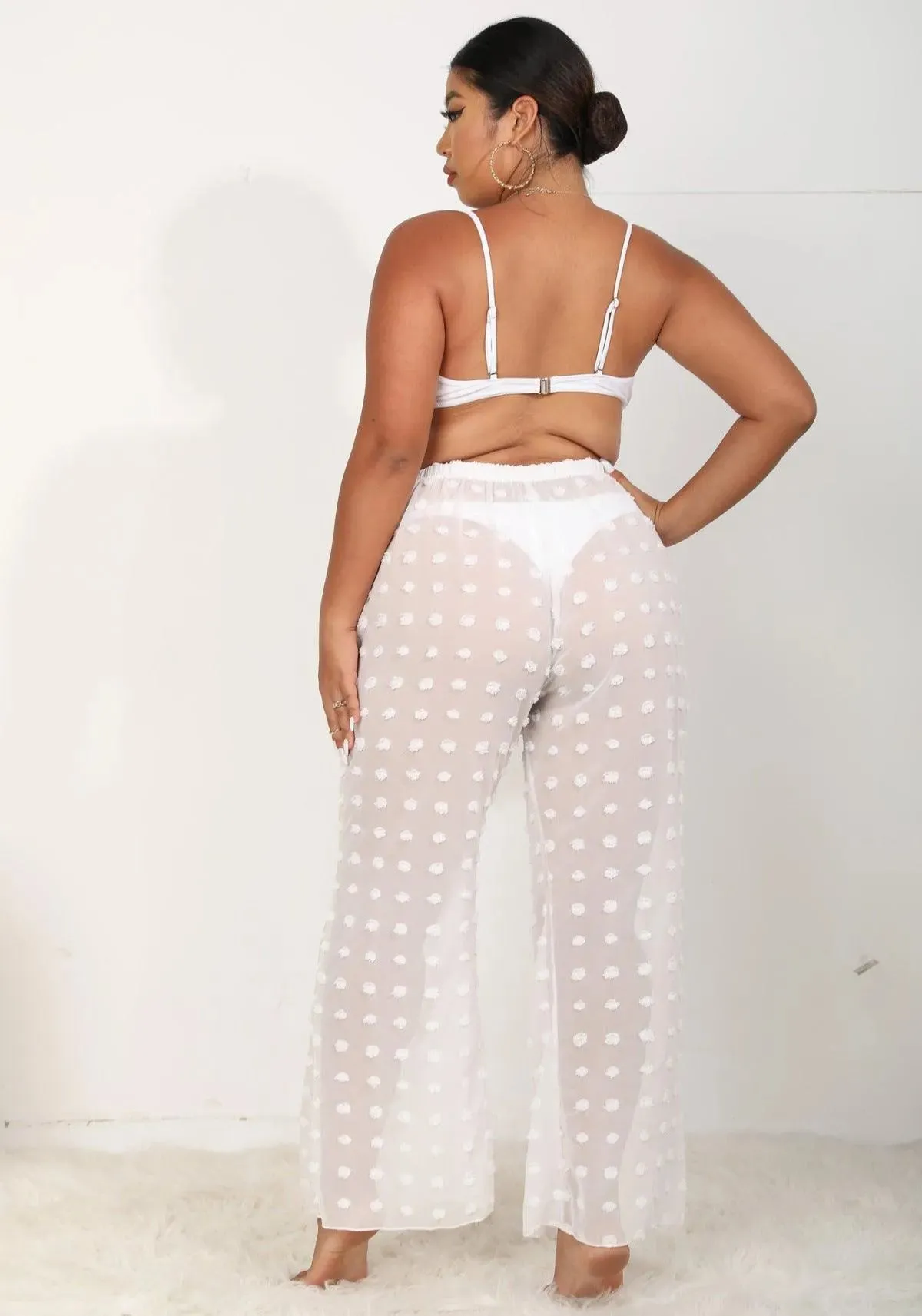 Sheer Polka Dot Wide Pants