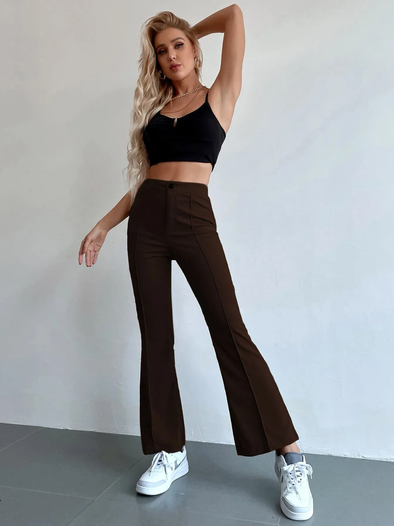 Shein Seam Front High Waist Flare Leg Pants