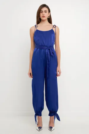 Side Bow Tie Slit Jumpsuit