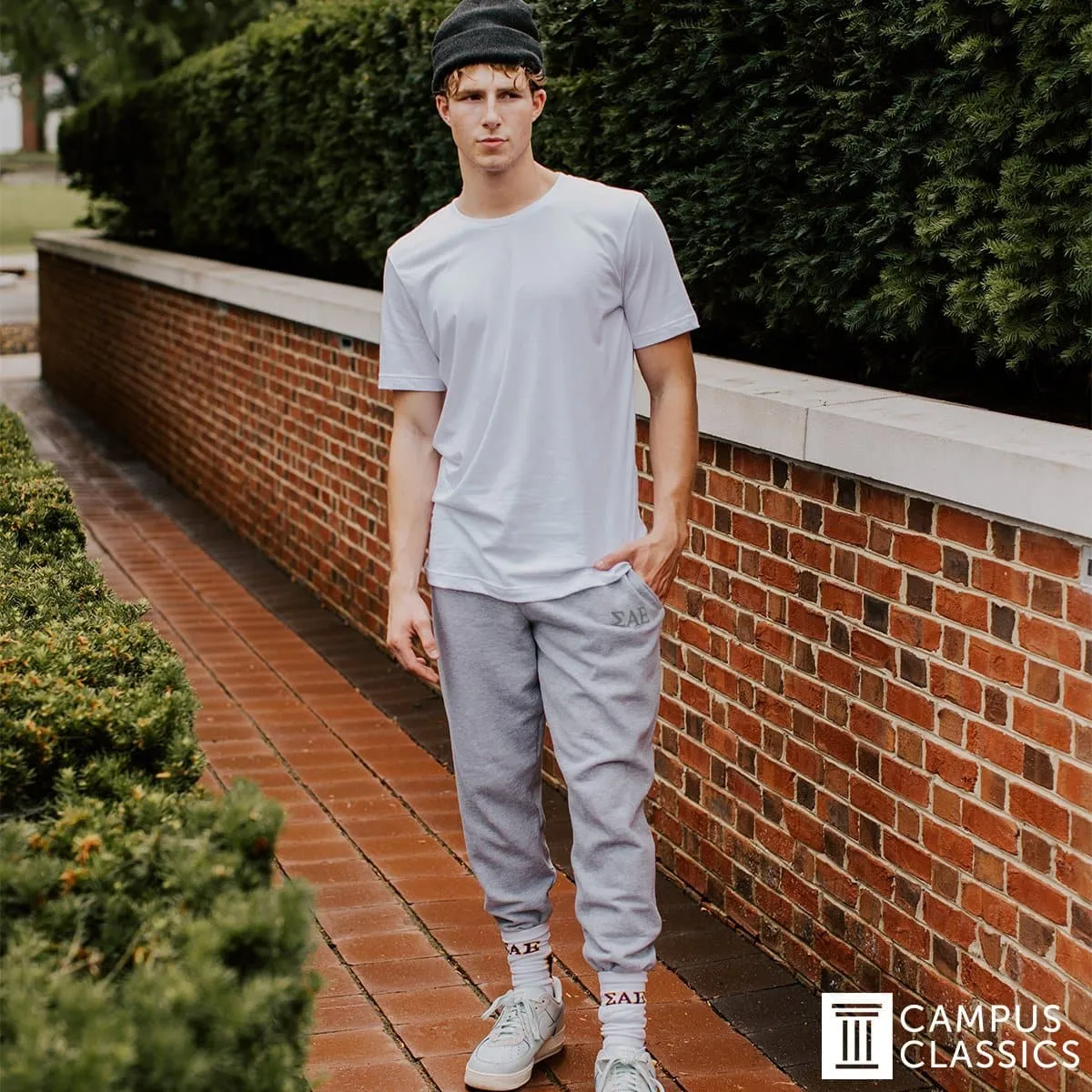 Sigma Pi Heather Grey Contrast Joggers