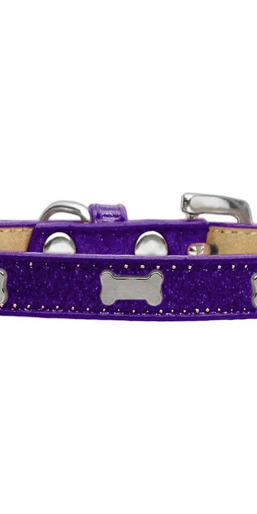 Silver Bone Widget Dog Collar Purple Ice Cream Size 16