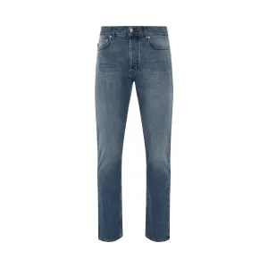 Slim Fit Denim Pants in Mid Blue Denim