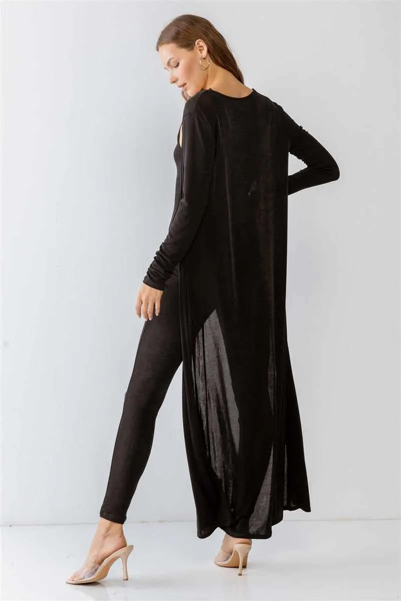 Slim Fit Jumpsuit & Long Sleeve Cardigan Set