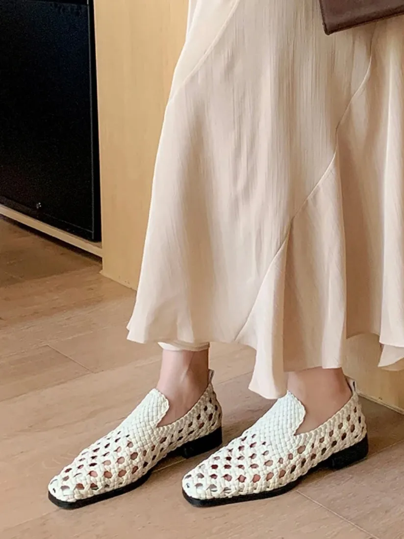 Slip on net loafers moccasins shoes