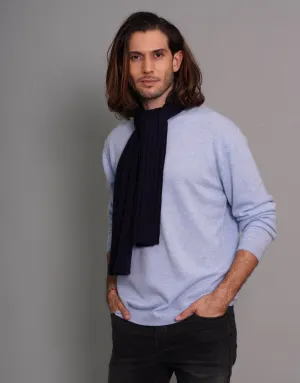 Small-Rib Cashmere Scarf in Navy