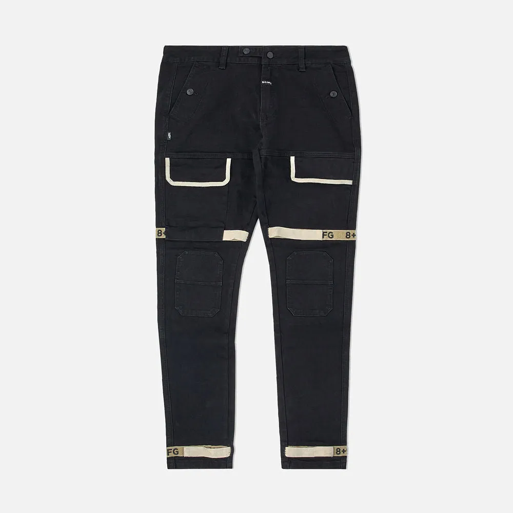 Strapped Up Slim Black Denim Jeans Sand