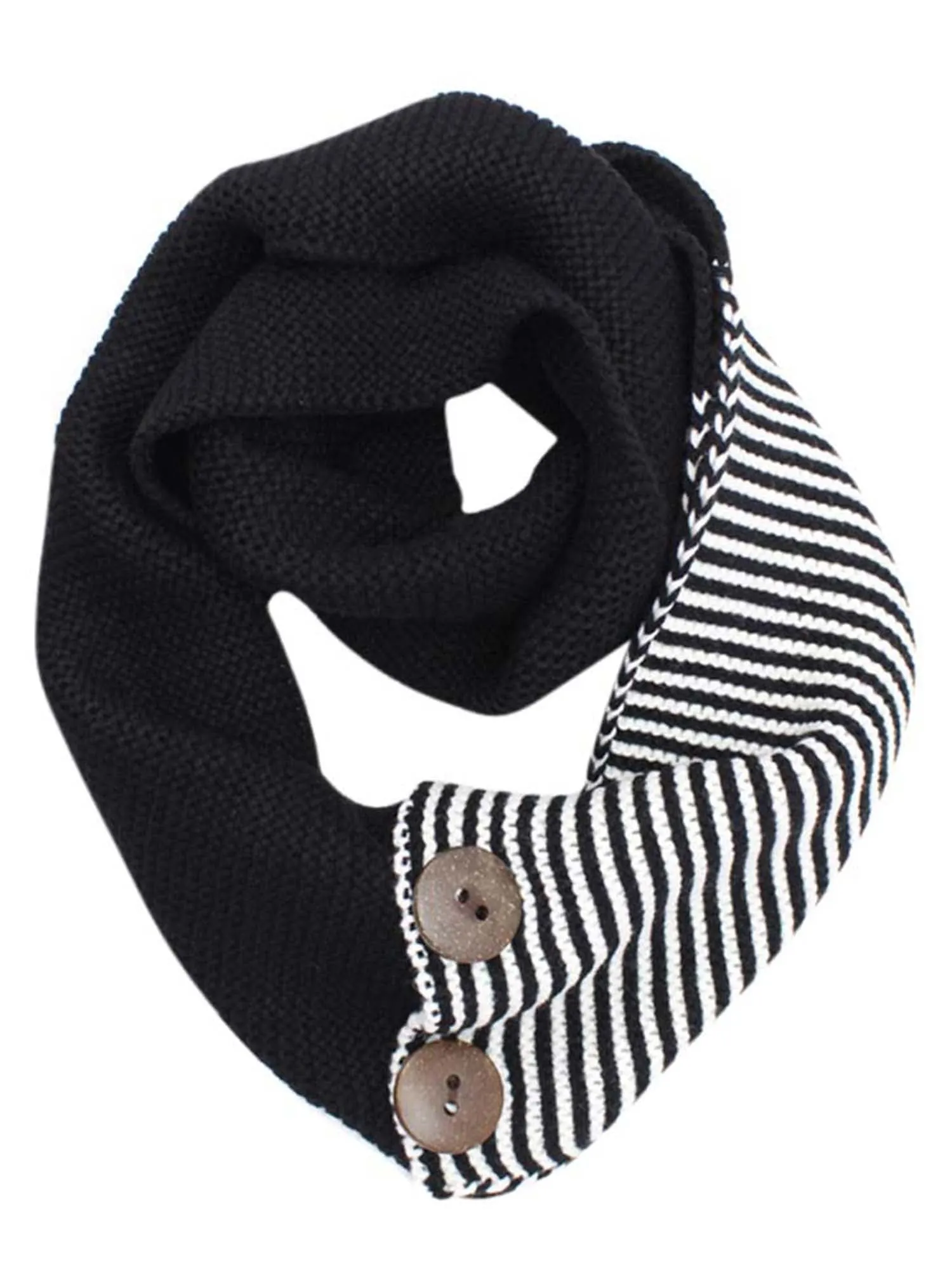 Stripe & Solid Knit Infinity Collar Scarf