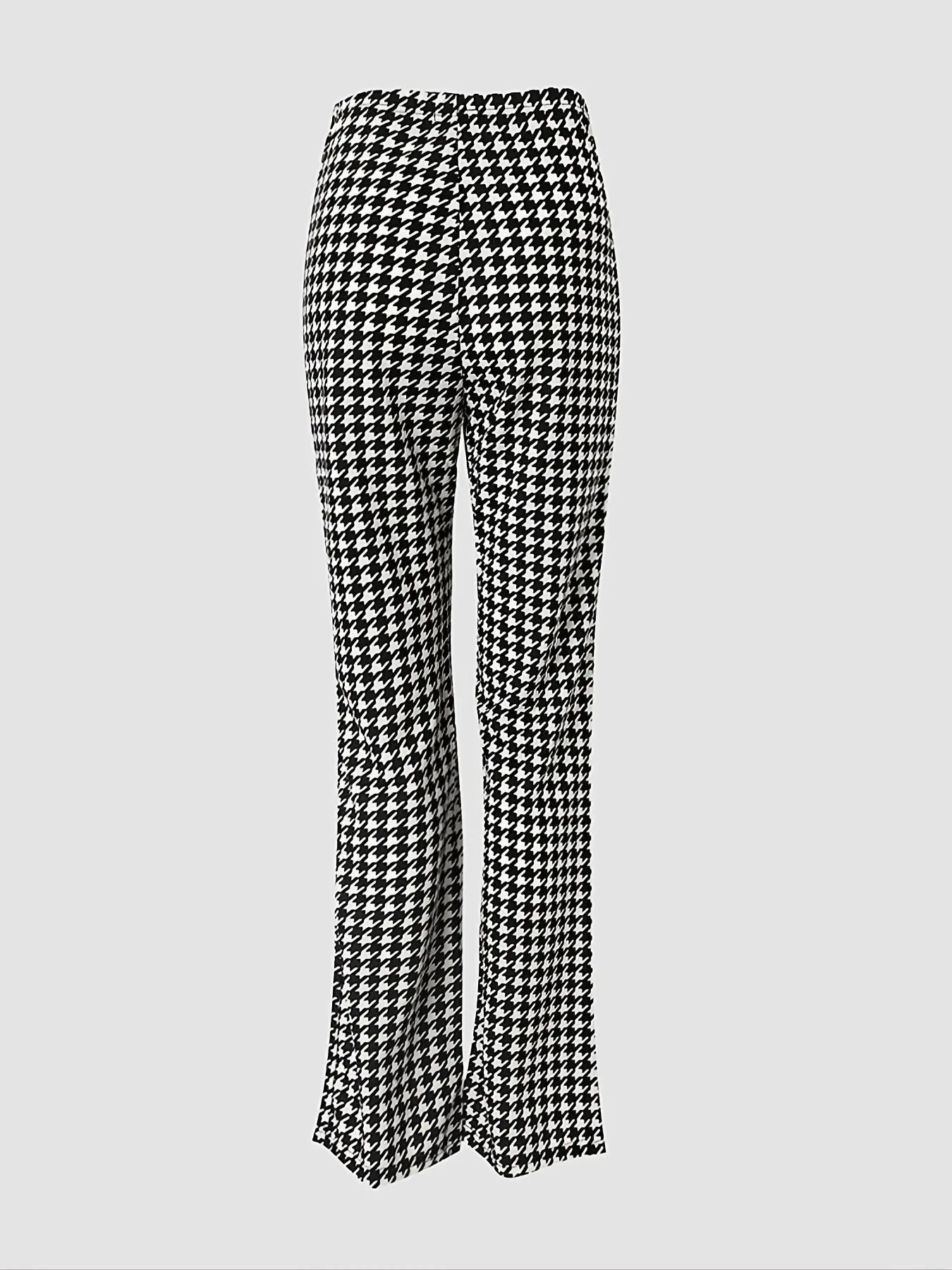 Stylish Houndstooth High Waist Straight Leg Casual Every Day Pants