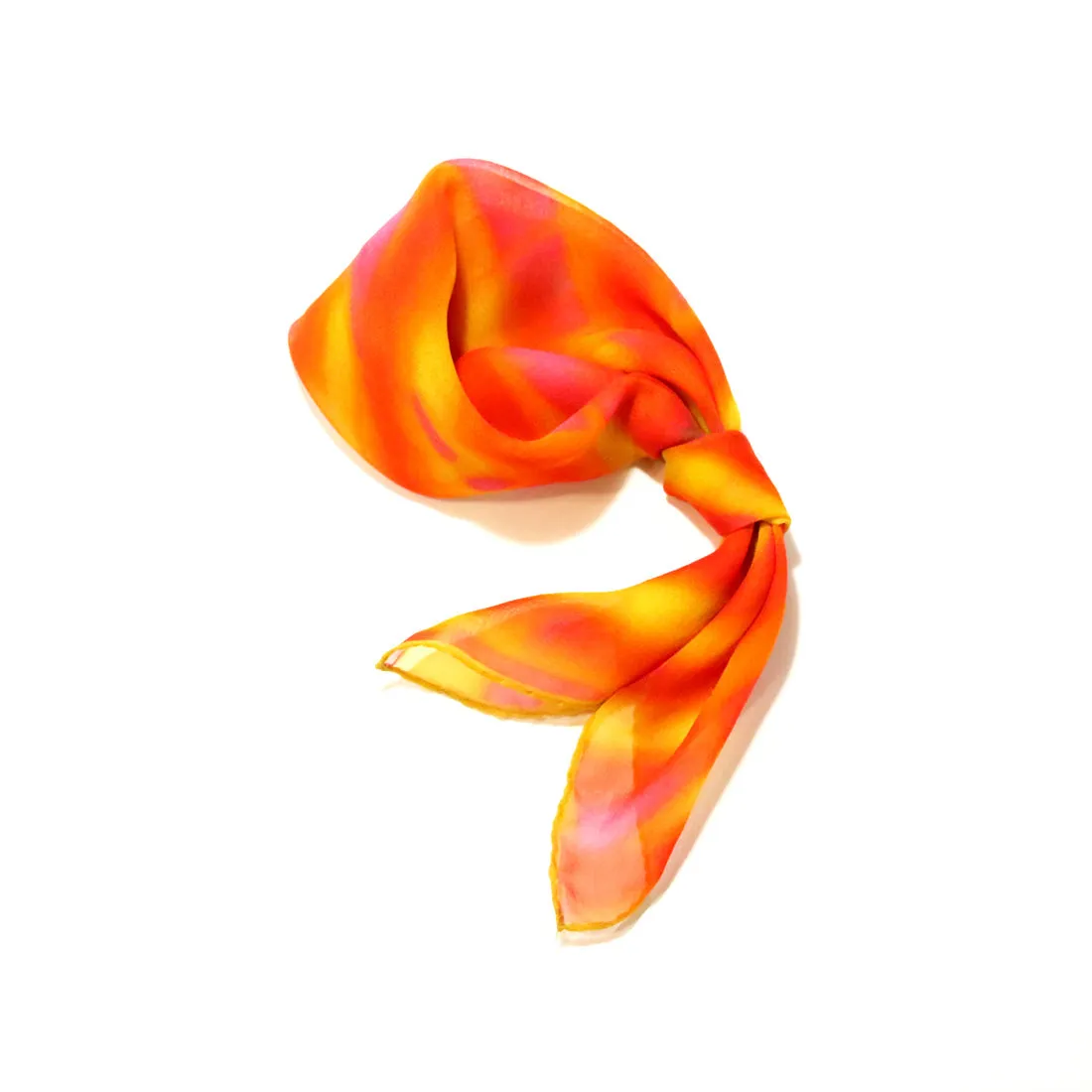 Stylish Printed Orange Silk Scarf in Chiffon "L'Amour Caché Passion"