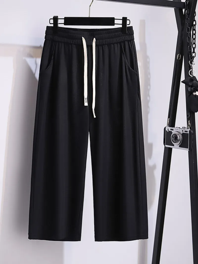 summer high waist plus size straight pants