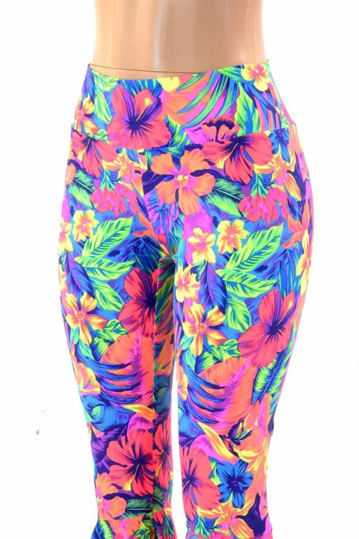 Tahitian Floral High Waist Bell Bottom Flares