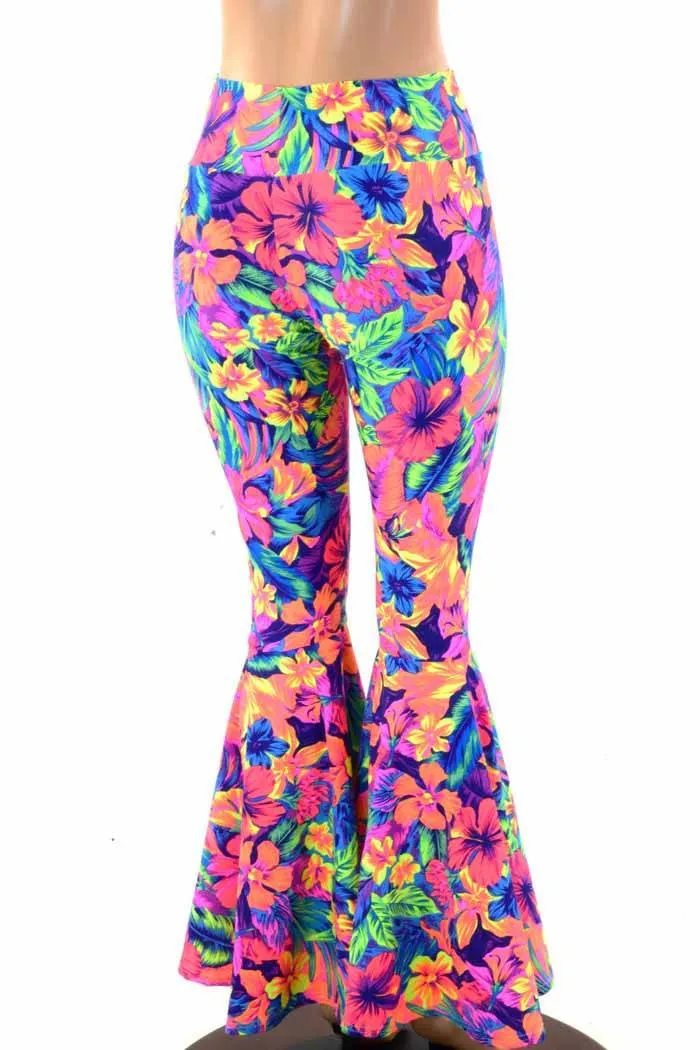 Tahitian Floral High Waist Bell Bottom Flares