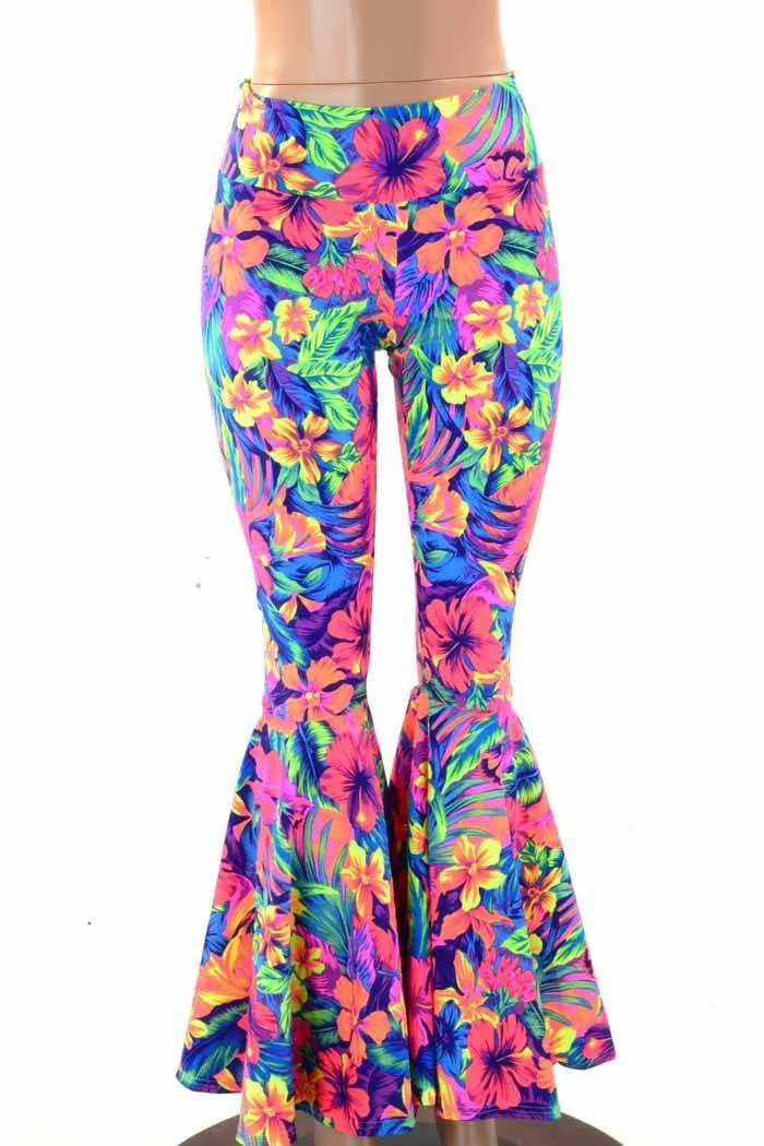 Tahitian Floral High Waist Bell Bottom Flares