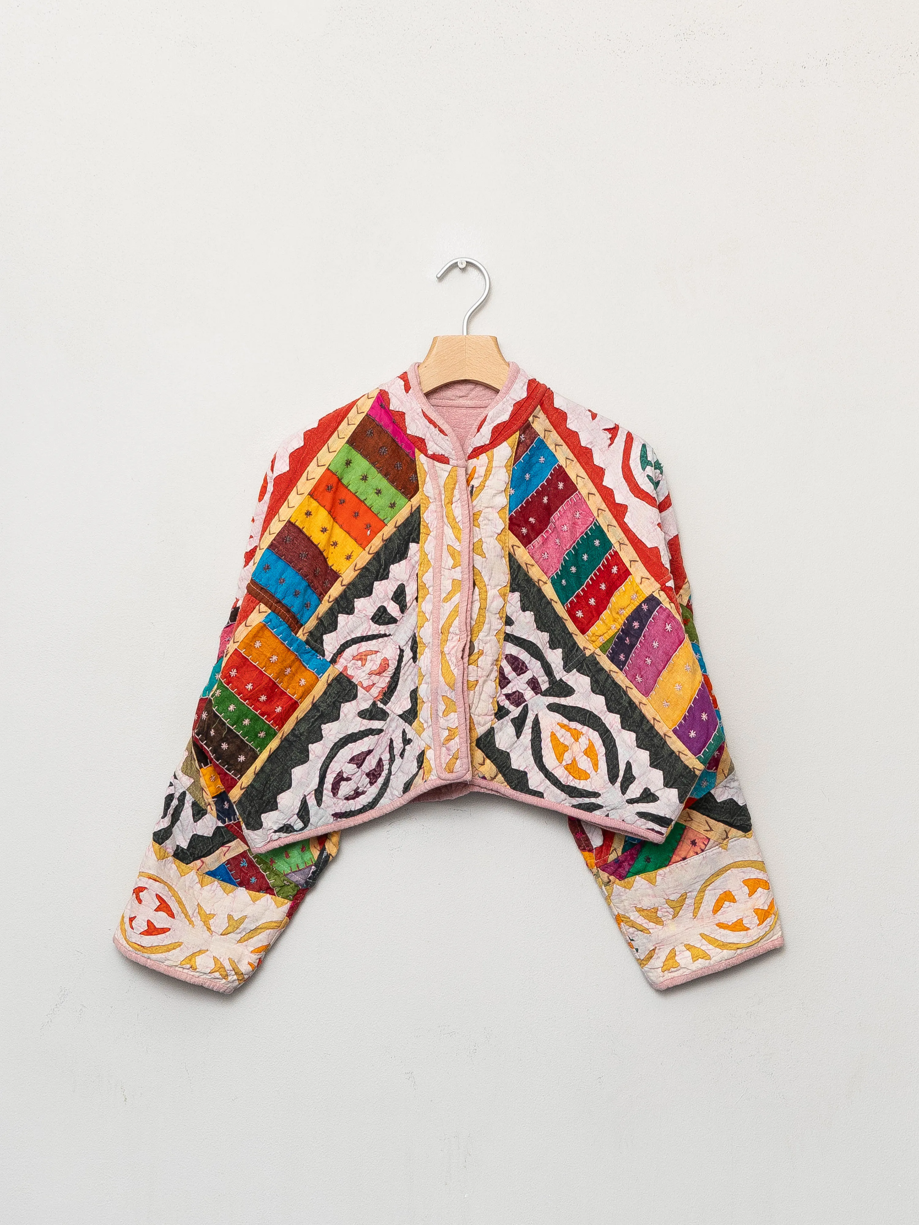 The Kaira Cropped Suzani Cut Out Kantha Jacket