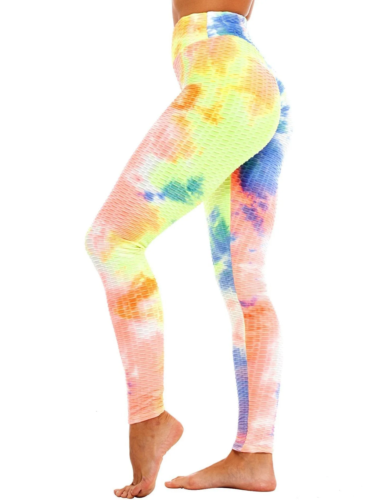 Tie-dye Random Print High Waist Slim Sport Yoga Casual Leggings For Women