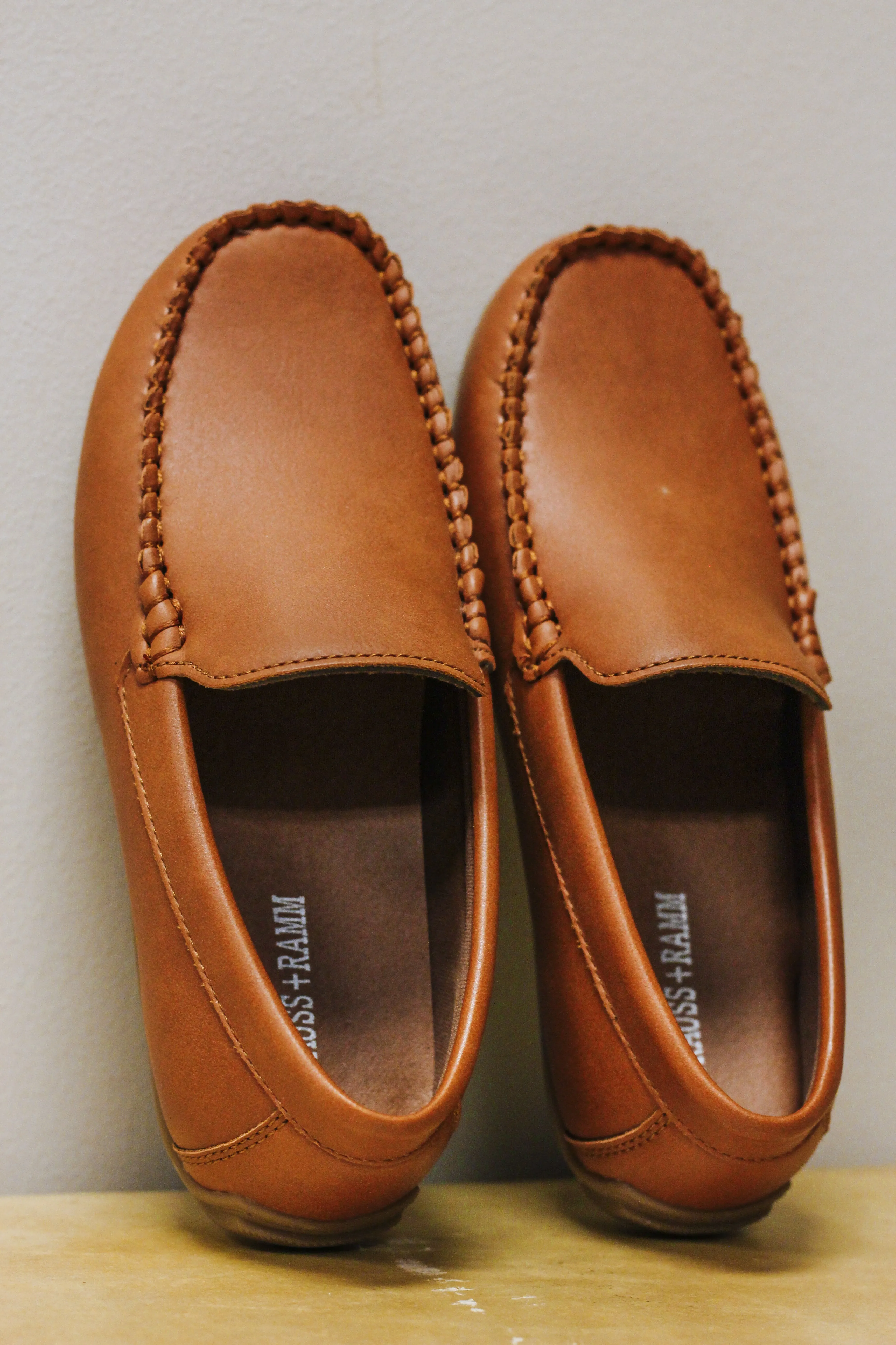 Toddler Tan Leather Slip On Shoes