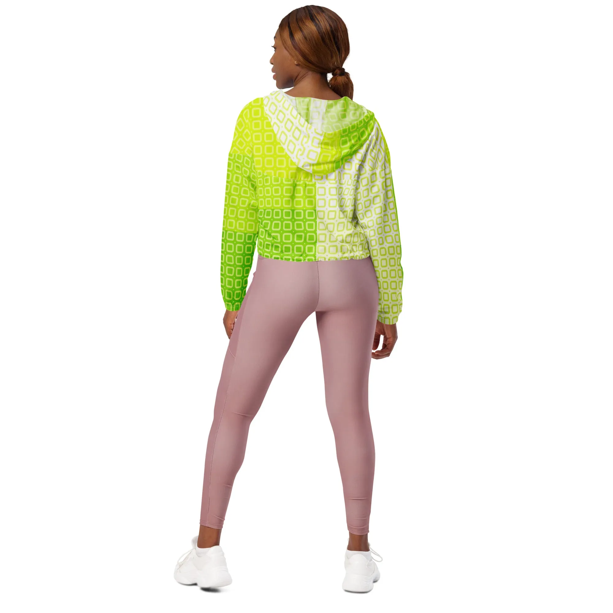 Two-Tone Lime Green Women’s cropped windbreaker