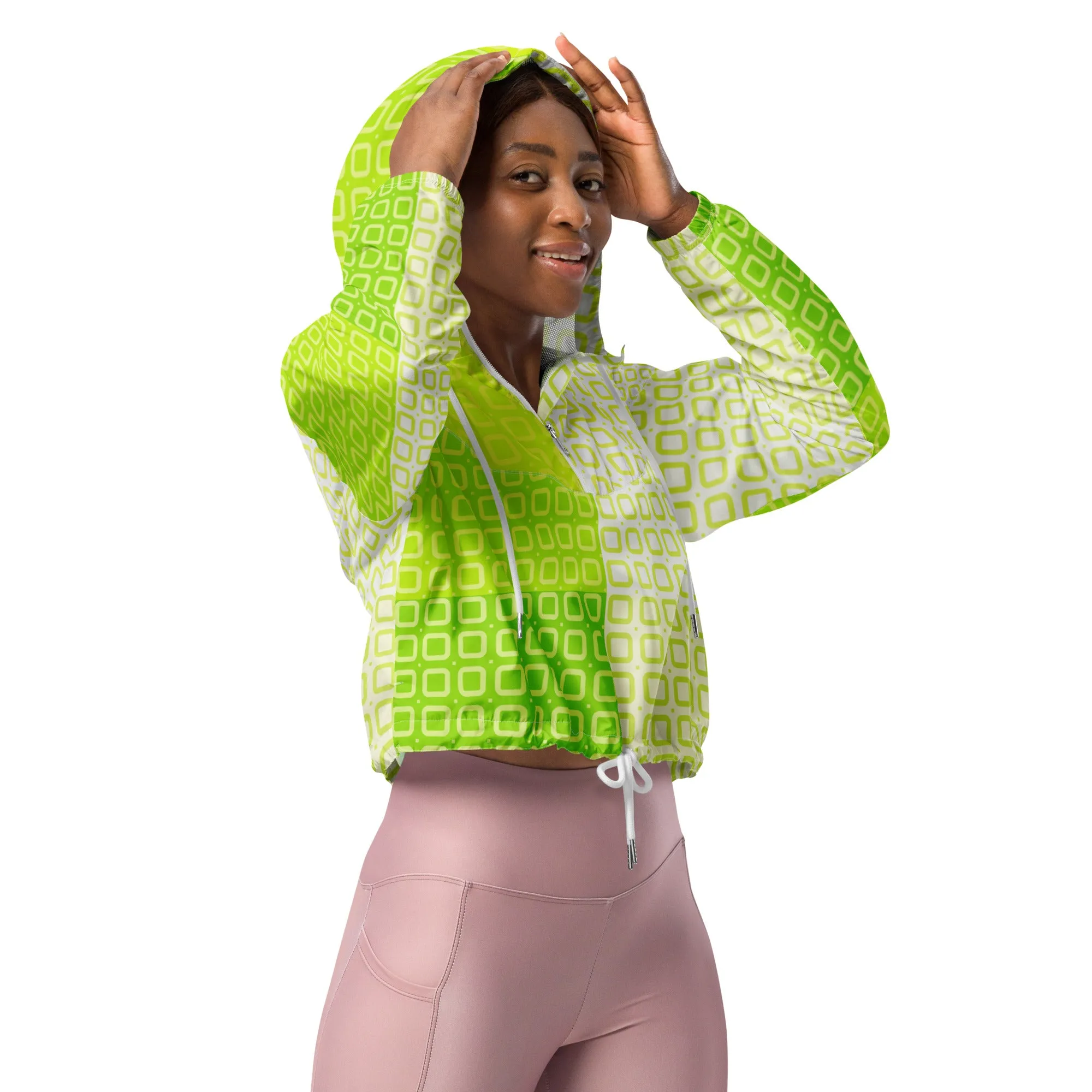 Two-Tone Lime Green Women’s cropped windbreaker