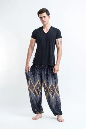 Unisex Diamond Peacock Harem Pants in Black