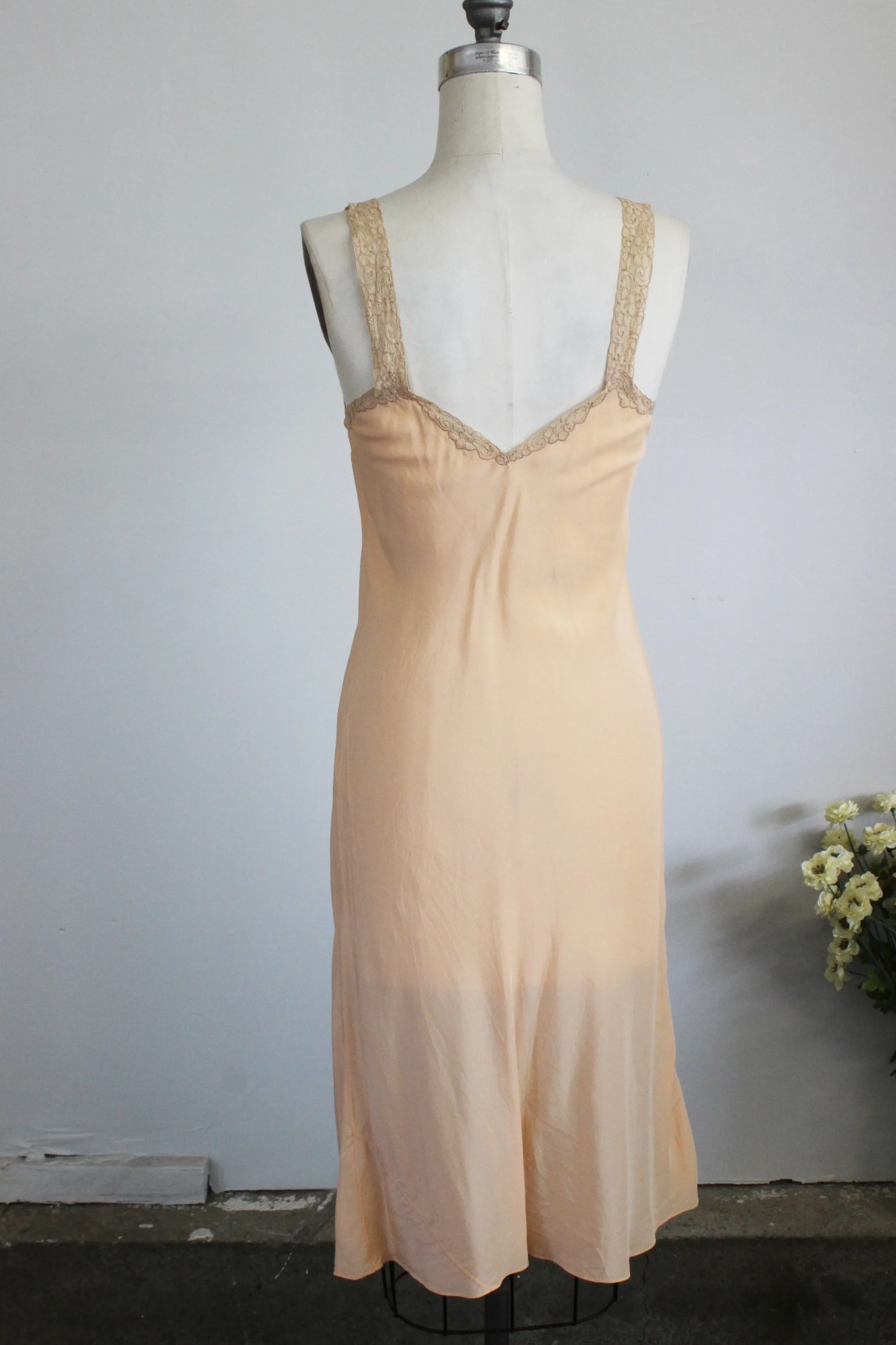 Vintage 1930s 1940s Blush Nightgown Or Slip