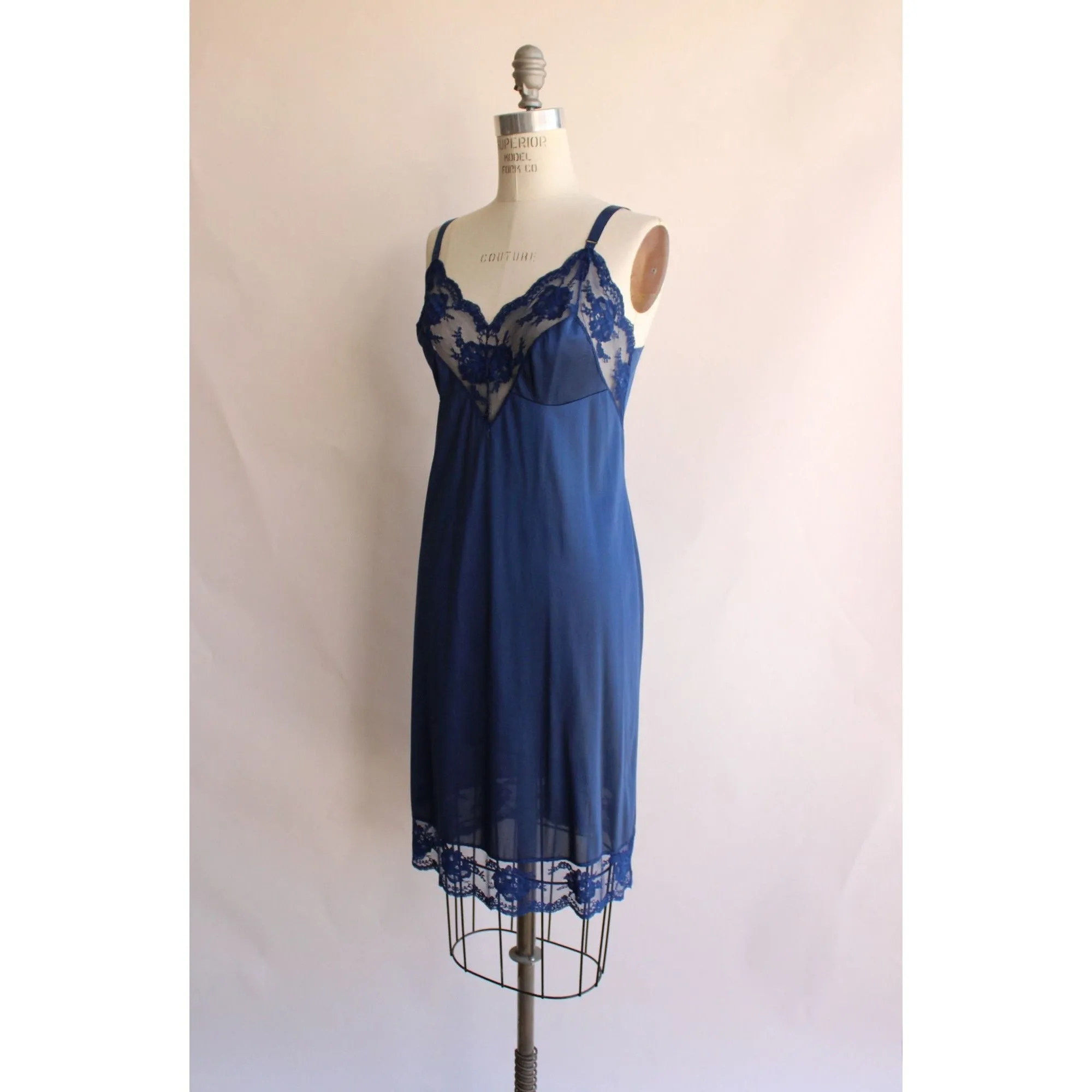 Vintage 1970s 1980s Blue Komar Slip Size 38