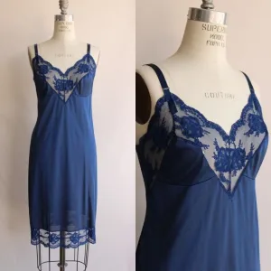 Vintage 1970s 1980s Blue Komar Slip Size 38