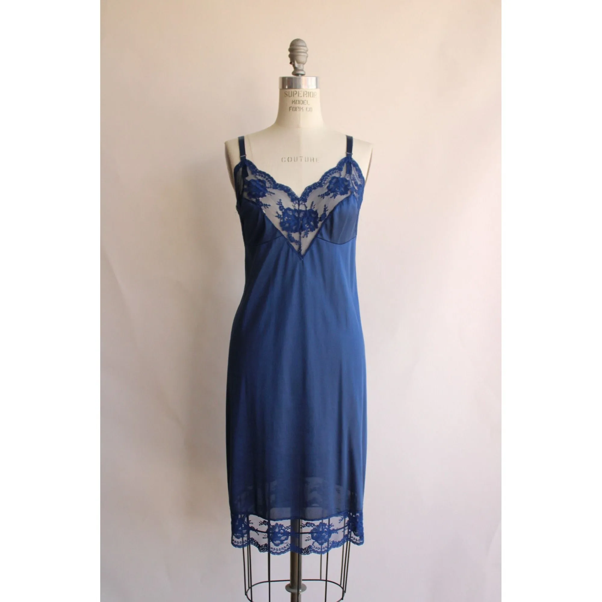 Vintage 1970s 1980s Blue Komar Slip Size 38