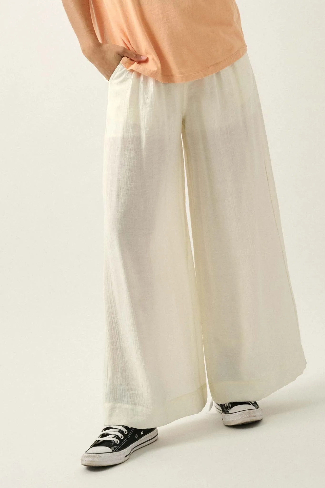 Walk of Life Textured Crepe Wide-Leg Pants