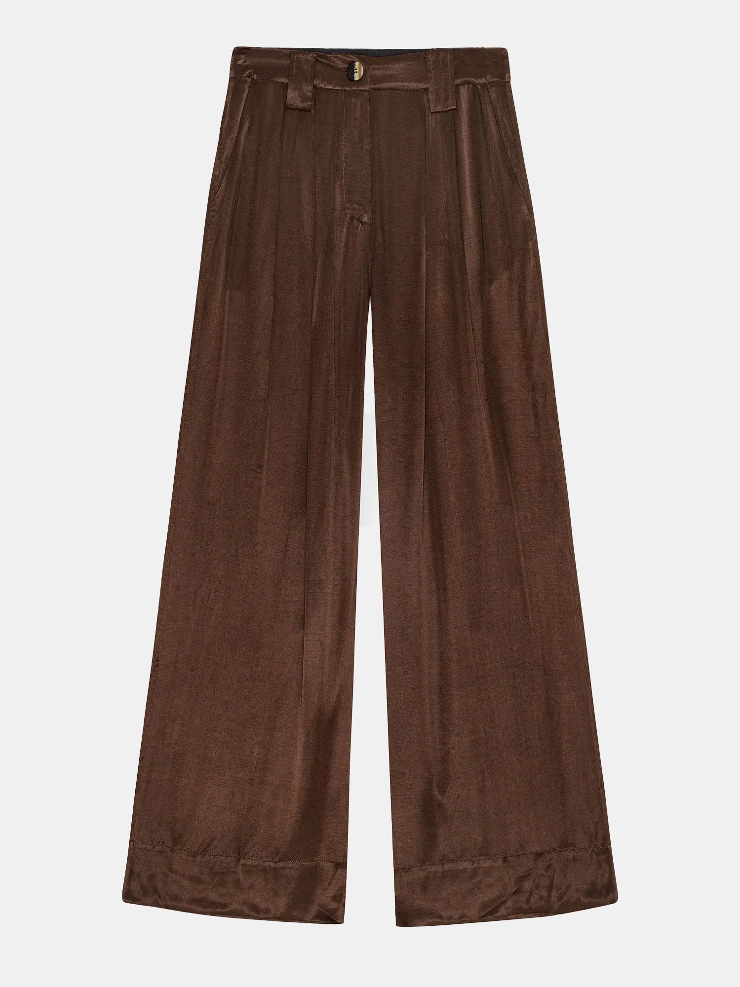 Washed Satin High Waist Flared Pant