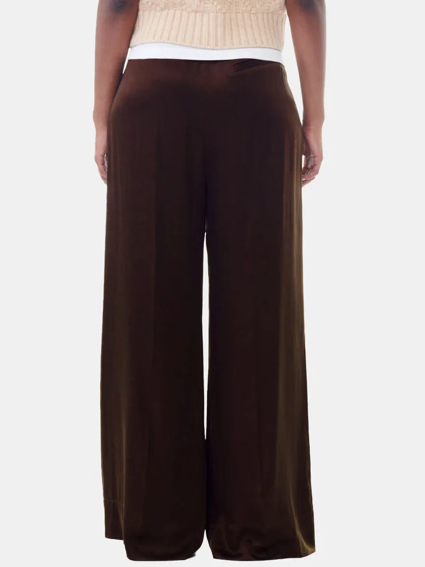 Washed Satin High Waist Flared Pant