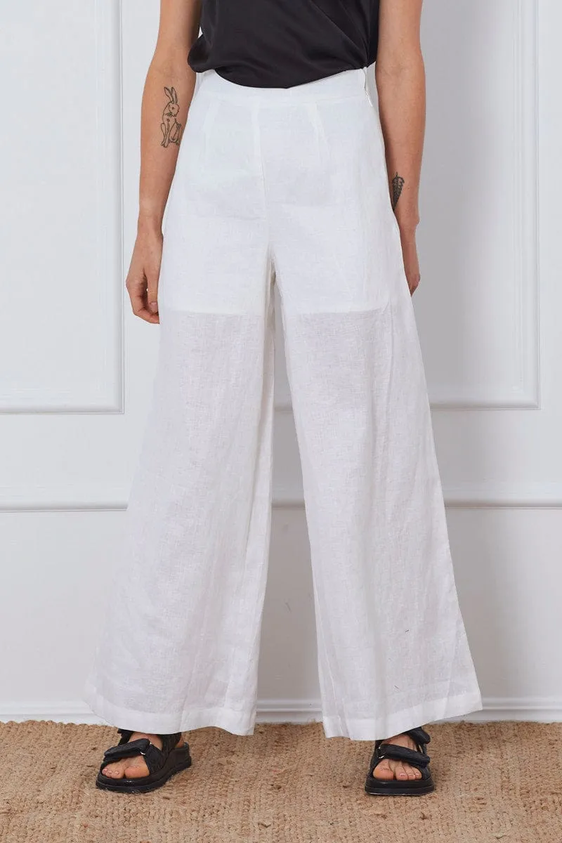 White Wide Leg Pants High Waist