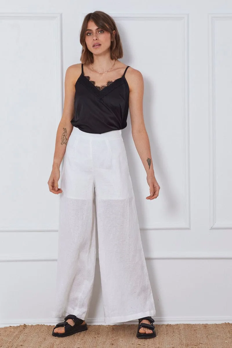 White Wide Leg Pants High Waist