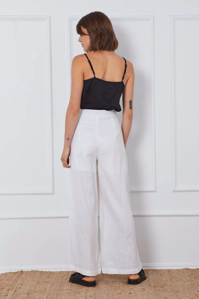 White Wide Leg Pants High Waist