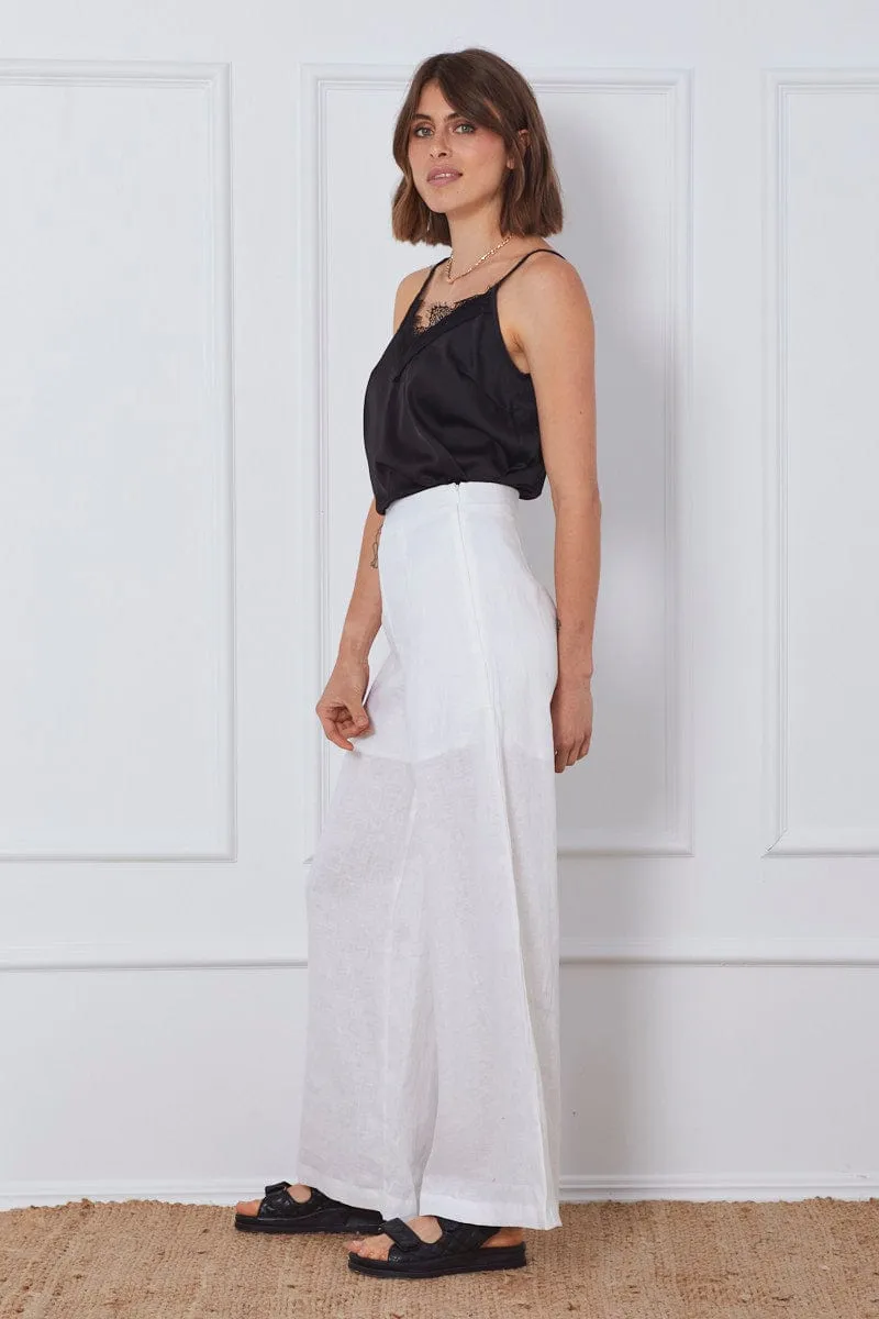 White Wide Leg Pants High Waist